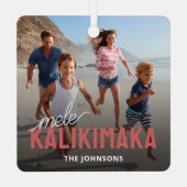 Familiefoto Mele Kalikimaka Metalen Ornament (Achterkant)