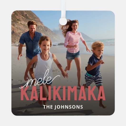 Familiefoto Mele Kalikimaka Metalen Ornament (Achterkant)