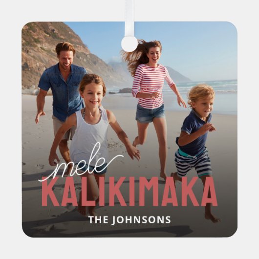 Familiefoto Mele Kalikimaka Metalen Ornament (Voorkant)