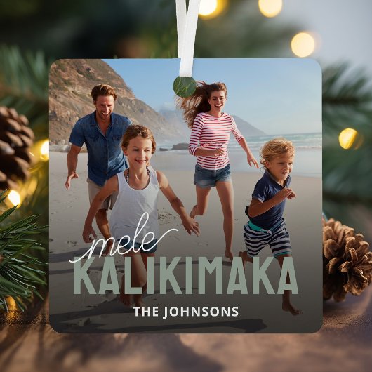 Familiefoto Mele Kalikimaka Metalen Ornament