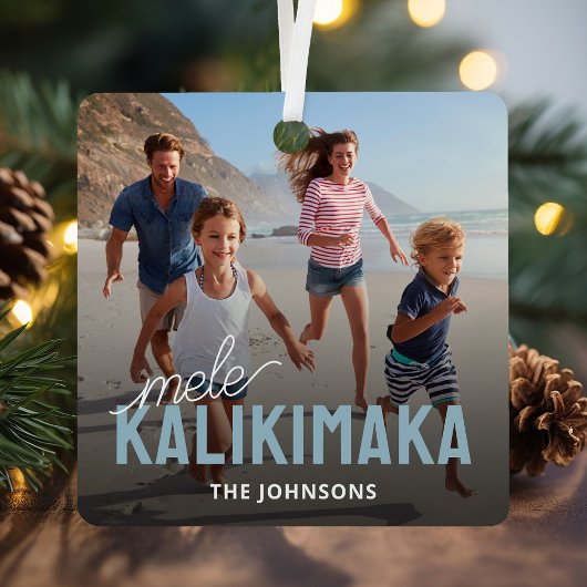 Familiefoto Mele Kalikimaka Metalen Ornament