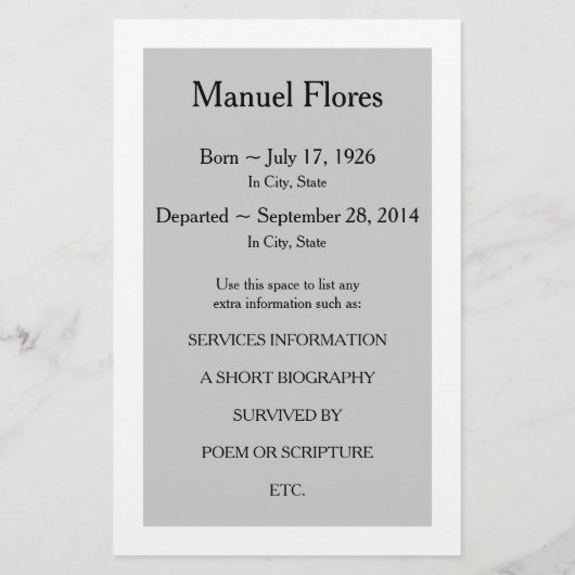 familiefoto memorial aankondiging (Achterkant)