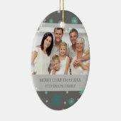 Familiefoto Merry kerstversiering Gray Aqua Keramisch Ornament (Rechts)