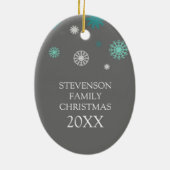 Familiefoto Merry kerstversiering Gray Aqua Keramisch Ornament (Achterkant)