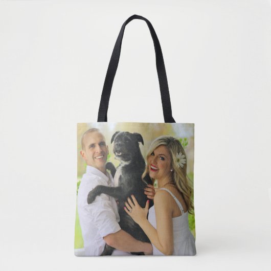 Familiefoto met hond Sjabloon Tote Bag (Voorkant)