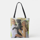 Familiefoto met hond Sjabloon Tote Bag (Achterkant)