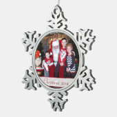 Familiefoto met kerstsnowflake-versiering tin sneeuwvlok ornament (Rechts)