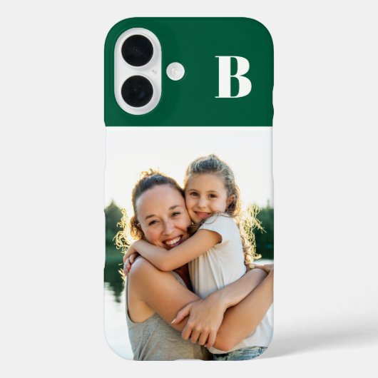 Familiefoto met monogram op jager groen Case-Mate iPhone case (Achterkant)