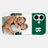 Familiefoto met monogram op jager groen Case-Mate iPhone case (Achterkant (horizontaal))