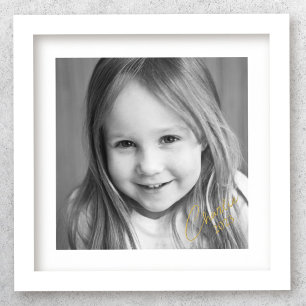 Familiefoto met naam en jaartal in goud of zilver folie afdrukken