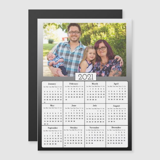 Familiefoto Mini 2021 Kalender Magnetische Uitnodiging (Voorkant / Achterkant)