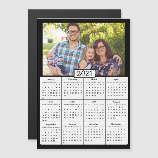 Familiefoto Mini 2021 Kalender Magnetische Uitnodiging (Voorkant / Achterkant)
