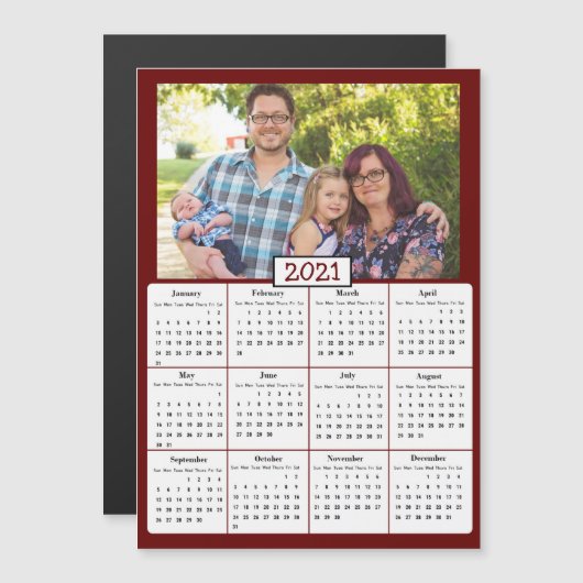 Familiefoto Mini 2021 Kalender Magnetische Uitnodiging (Voorkant / Achterkant)