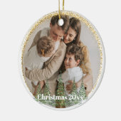 Familiefoto Minimal Gold Glitter Custom Christmas Keramisch Ornament (Links)