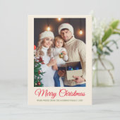 Familiefoto Minimal Simple Modern Christmas Feestdagenkaart (Staand voorkant)