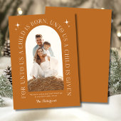 Familiefoto minimalistisch Sinaasappel Feestdagenkaart