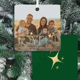 Familiefoto moderne gouden typografie Kerstmis Metalen Ornament