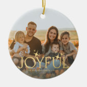 Familiefoto moderne Kerstmis gouden typografie Keramisch Ornament (Voorkant)