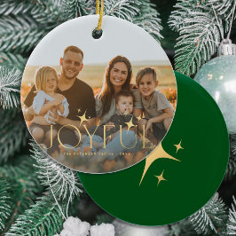Familiefoto moderne Kerstmis gouden typografie Keramisch Ornament
