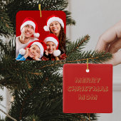 Familiefoto | Moeder Rood & Wit Kerstmis Keramisch Ornament