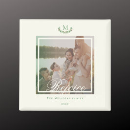 Familiefoto monogram Kerstcadeau chic Magneet