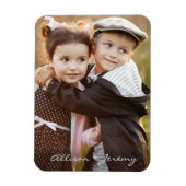 Familiefoto Monogram Namen Modern Script Magneet (Verticaal)