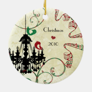 Familiefoto Musical Rood & Groen Vogels Kroonlucht Keramisch Ornament