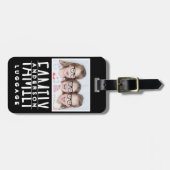 Familiefoto | Naam Aangepaste Sjabloon Modern Zwar Bagagelabel (Voorkant horizontaal)