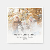 Familiefoto Naam Jaar Vrolijk Kerstfeest Servet (Voorkant)