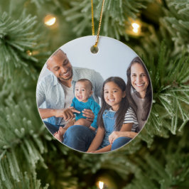 Familiefoto, naam, kerstboommonogram Cerami Keramisch Ornament