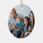 Familiefoto, naam, kerstboommonogram Cerami Keramisch Ornament (Rechts)