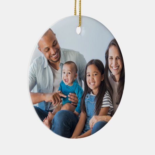 Familiefoto, naam, kerstboommonogram Cerami Keramisch Ornament (Rechts)