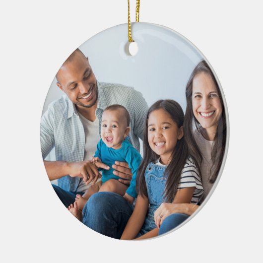 Familiefoto, naam, kerstboommonogram Cerami Keramisch Ornament (Links)