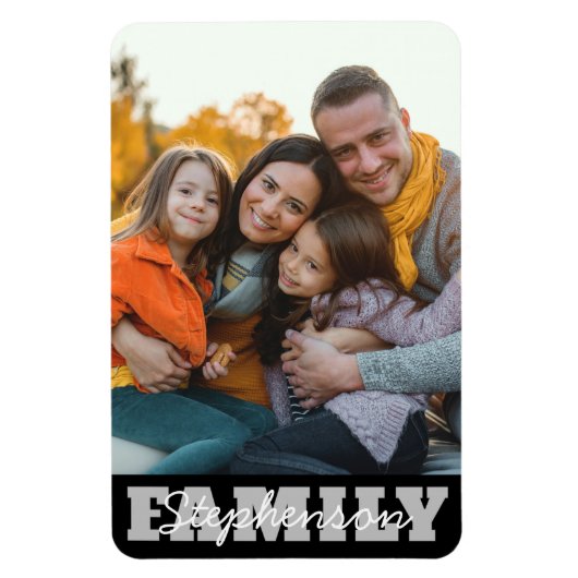 Familiefoto naam magneet (Verticaal)