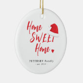 Familiefoto naam thuis zoete tekerst keramisch ornament (Rechts)