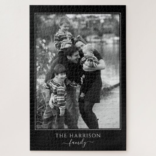 Familiefoto Naam zwart-witpuzzel Legpuzzel (Verticaal)
