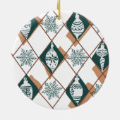 Familiefoto Nieuwe Ouders Groene Vrolijke Kerstkaa Keramisch Ornament (Achterkant)