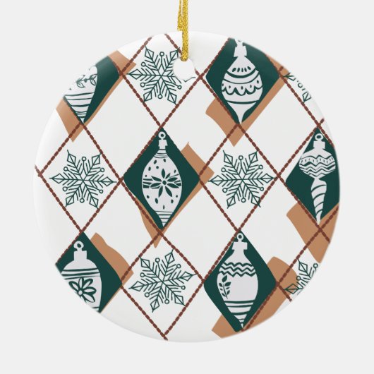 Familiefoto Nieuwe Ouders Groene Vrolijke Kerstkaa Keramisch Ornament (Achterkant)