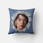 Familiefoto op een denim kussen (Achterkant)