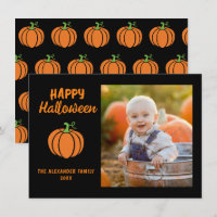 Familiefoto Oranje Pompoen Zwart Gelukkig Hallowee