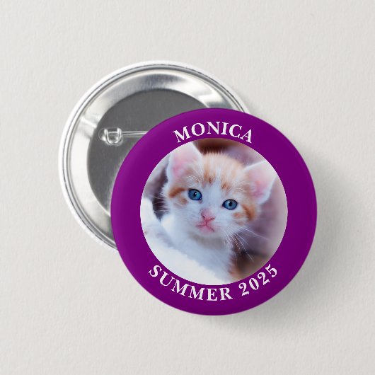 Familiefoto Paarse grens Ronde Button 5,7 Cm (Voorkant /achterkant)