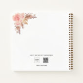 Familiefoto pampas gras roze floraals naam notitieboek (Achterkant)