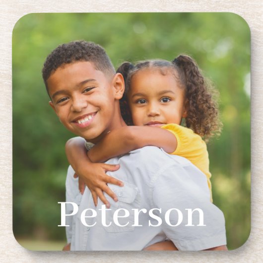 Familiefoto Persoonlijke achternaam Monogram Bier Onderzetter (Voorkant)