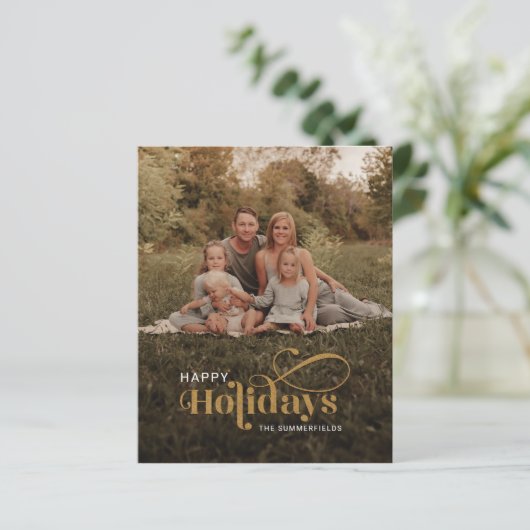 Familiefoto Plaid Sneeuwvlokken Kerst Kaart (Staand voorkant)