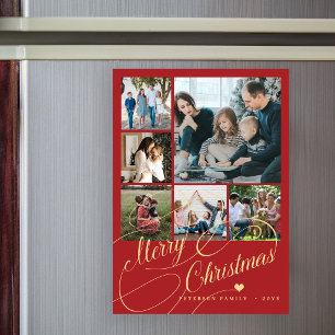 Familiefoto Prettig kerstfeest rode magnetische ka