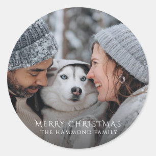 Familiefoto Prettig Kerstfeest Ronde Sticker