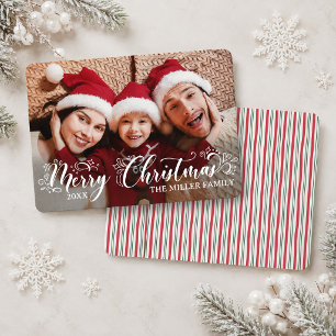 Familiefoto Prettig Kerstmis Script Overlay Feestdagenkaart