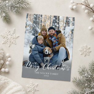 Familiefoto Prettig Kerstmis Typografie Overlay Feestdagenkaart