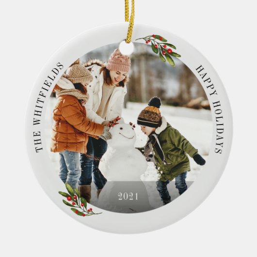 Familiefoto Prettige feestdagen Keepomwille Keramisch Ornament (Voorkant)