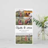 Familiefoto | Proost Op 2026 Script Nieuw Jaar Feestdagenkaart (Staand voorkant)